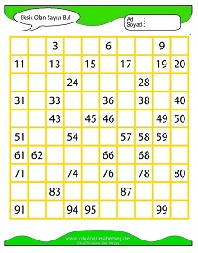 Eksik Sayıyı Bul Çalışma Sayfaları